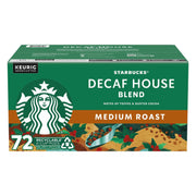 スターバックス デカフェ ハウスブレンド ミディアムロースト K-Cup コーヒーポッド、72 個入り。