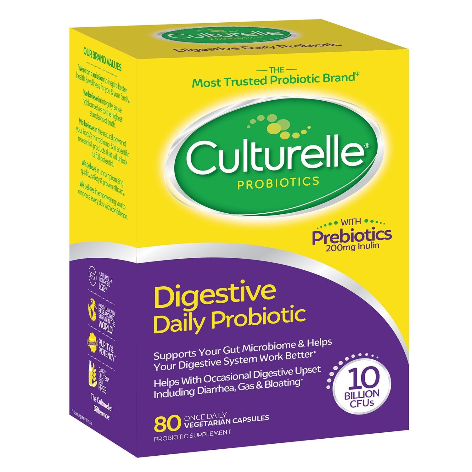 Culturelle 消化促進デイリープロバイオティクスカプセル、80 個入り。