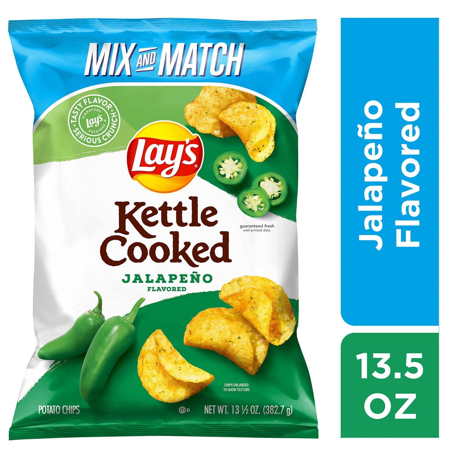 レイズ ケトル調理ハラペーニョ ポテトチップス、13.5 オンス。