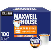 Maxwell House ブレックファストブレンド ライトロースト K カップ コーヒーポッド、100 個入り。