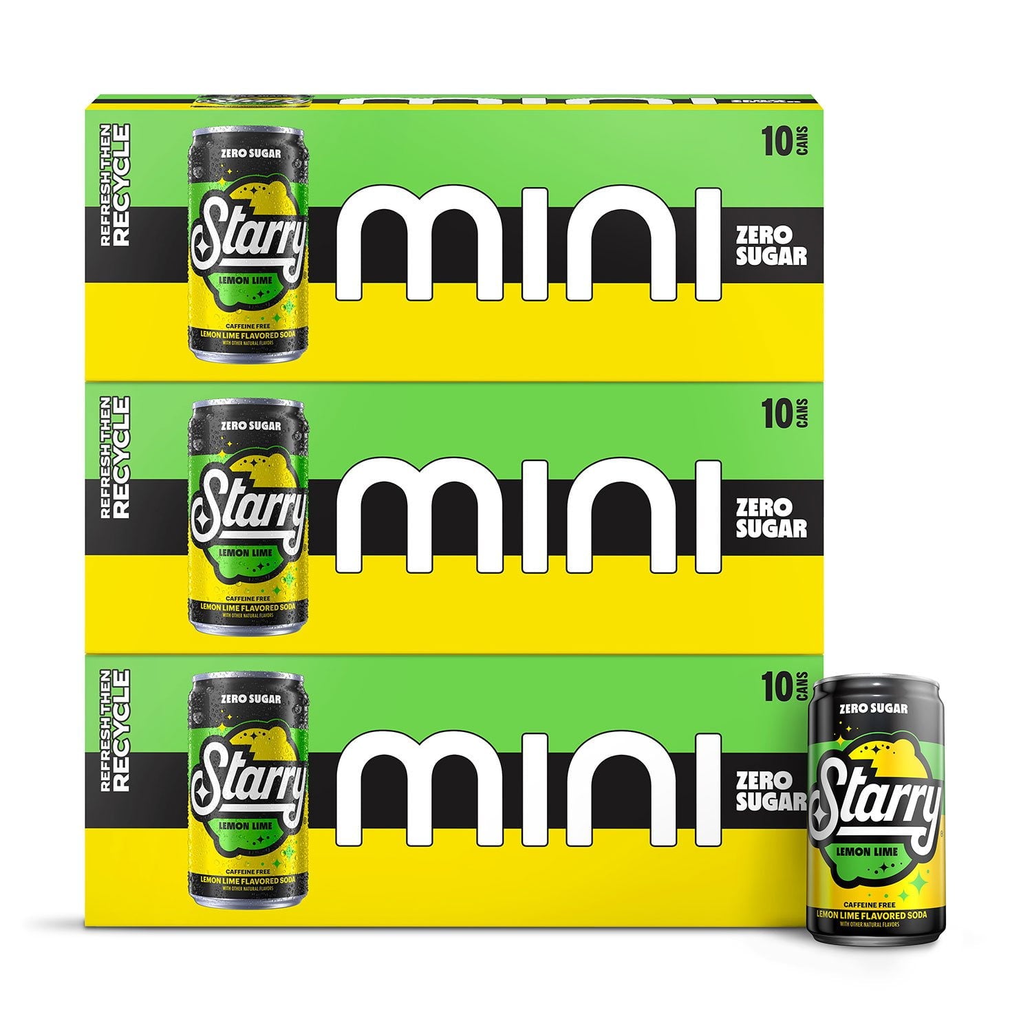 스타리 제로 슈거 레몬 라임 소다 미니캔, 7.5fl oz, 30팩