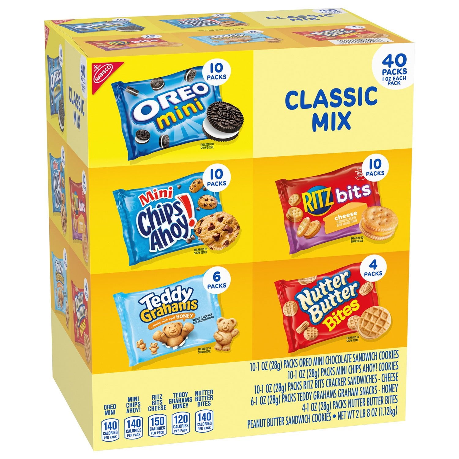 ナビスコ クラシックミックス クッキー＆クラッカー、バラエティパック、40 個入り。