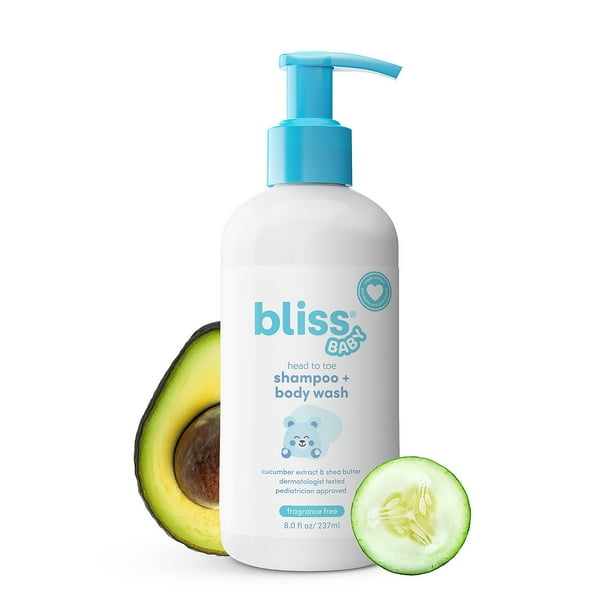 Bliss ベビーバス バンドル、2 in 1 シャンプー + ボディウォッシュ &amp; ローション、8 液量オンス、2 個パック。