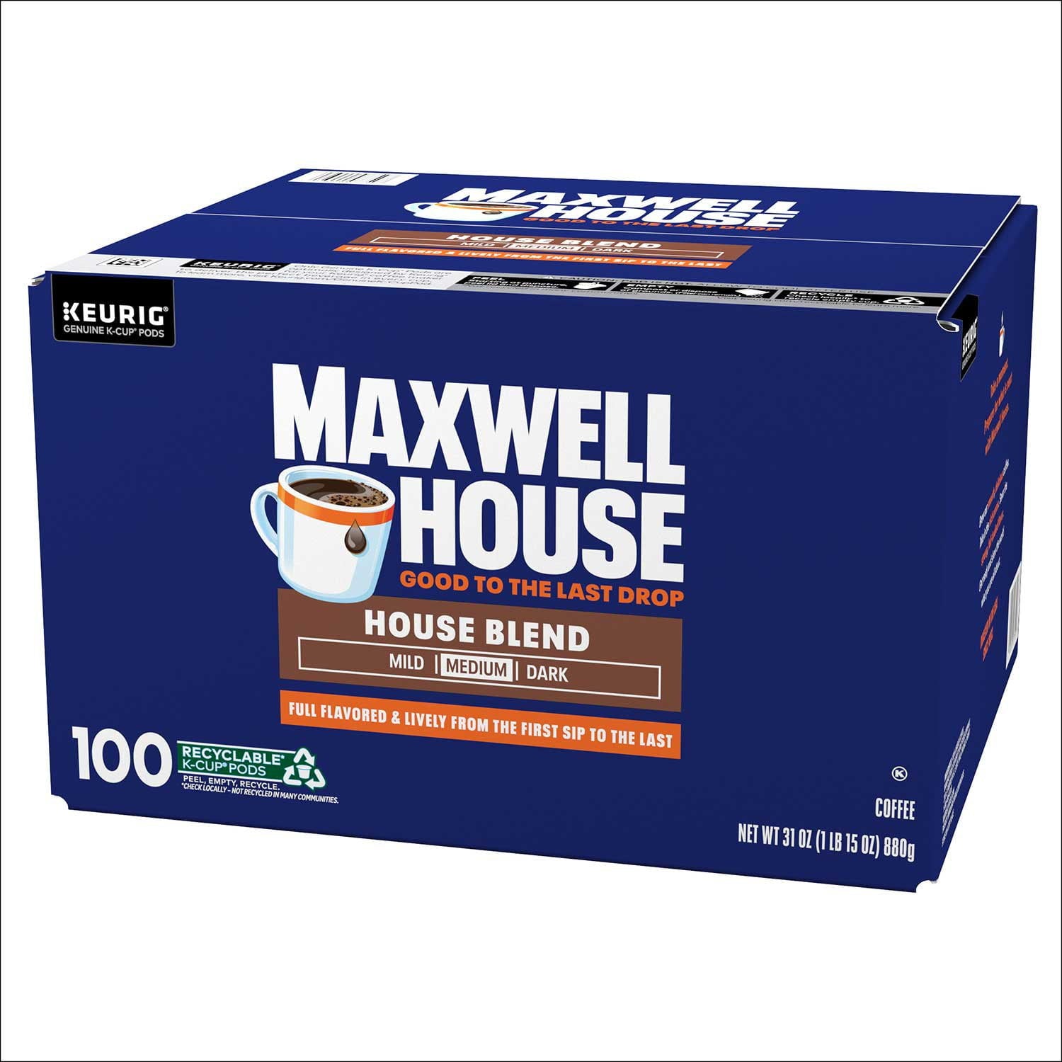 Maxwell House ハウスブレンド ミディアム K-Cup コーヒーポッド 100 個入り。