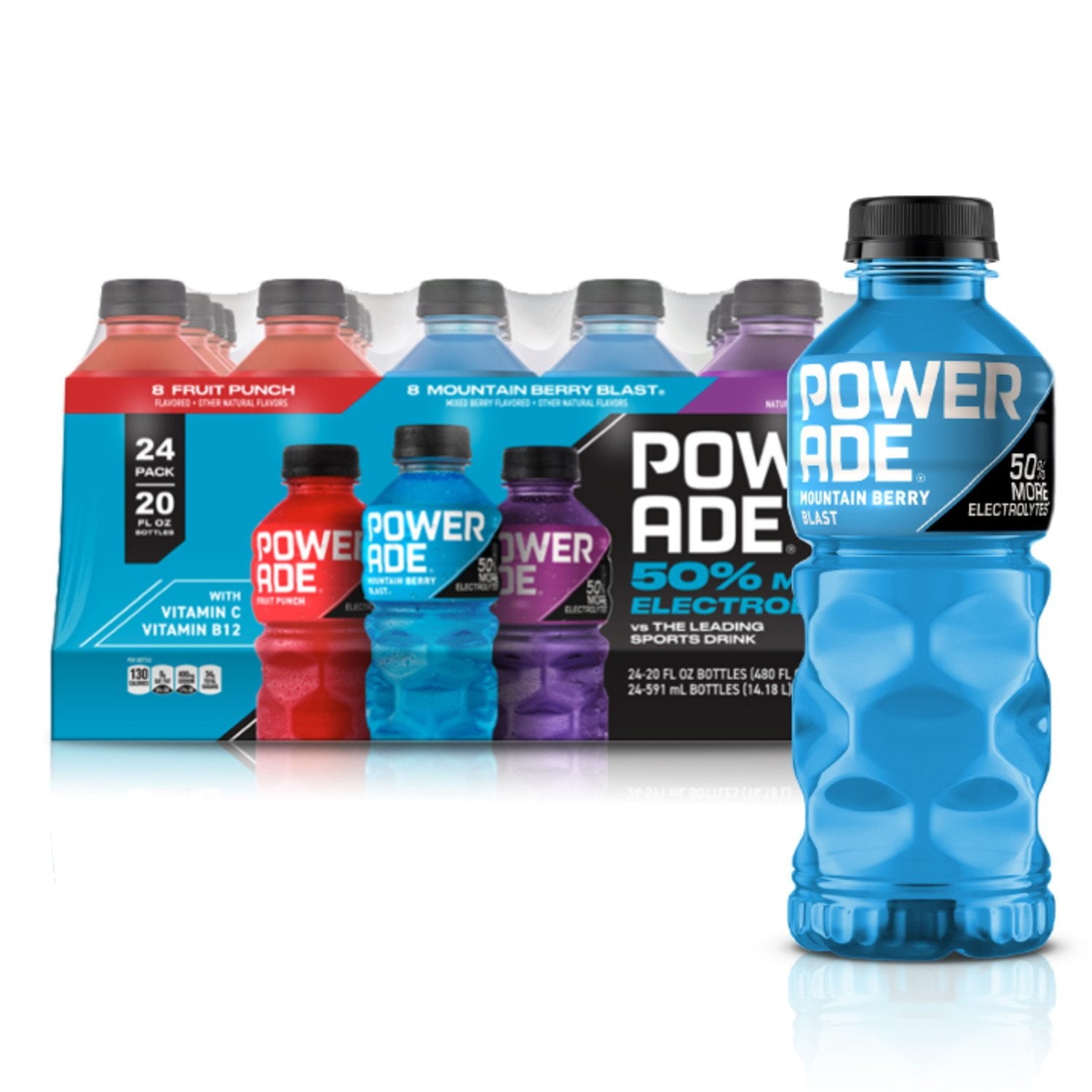 파워에이드 스포츠 드링크 버라이어티 팩 20 fl. oz., 24 pk. – 다양한 맛으로 구성된 기본 스포츠 음료 세트