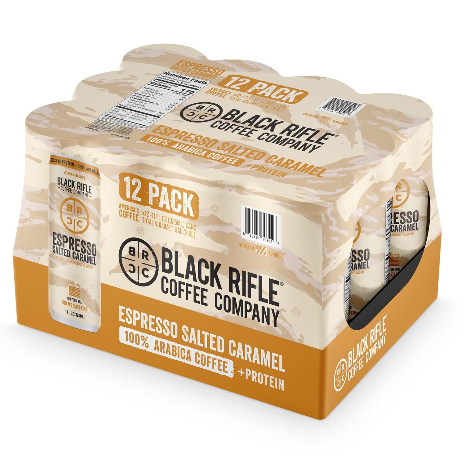 블랙 라이플 커피 에스프레소 솔티드 카라멜 11 fl oz × 12 – 단짠 조합의 에너지 커피
