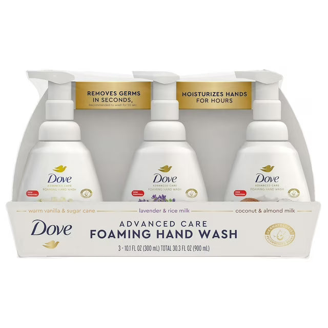 도브 포밍 핸드워시 버라이어티 팩 10.1 fl. oz., 3 pk. – 풍성한 거품 타입으로 손을 부드럽게 세정하며 여러 향을 골고루 사용할 수 있는 구성