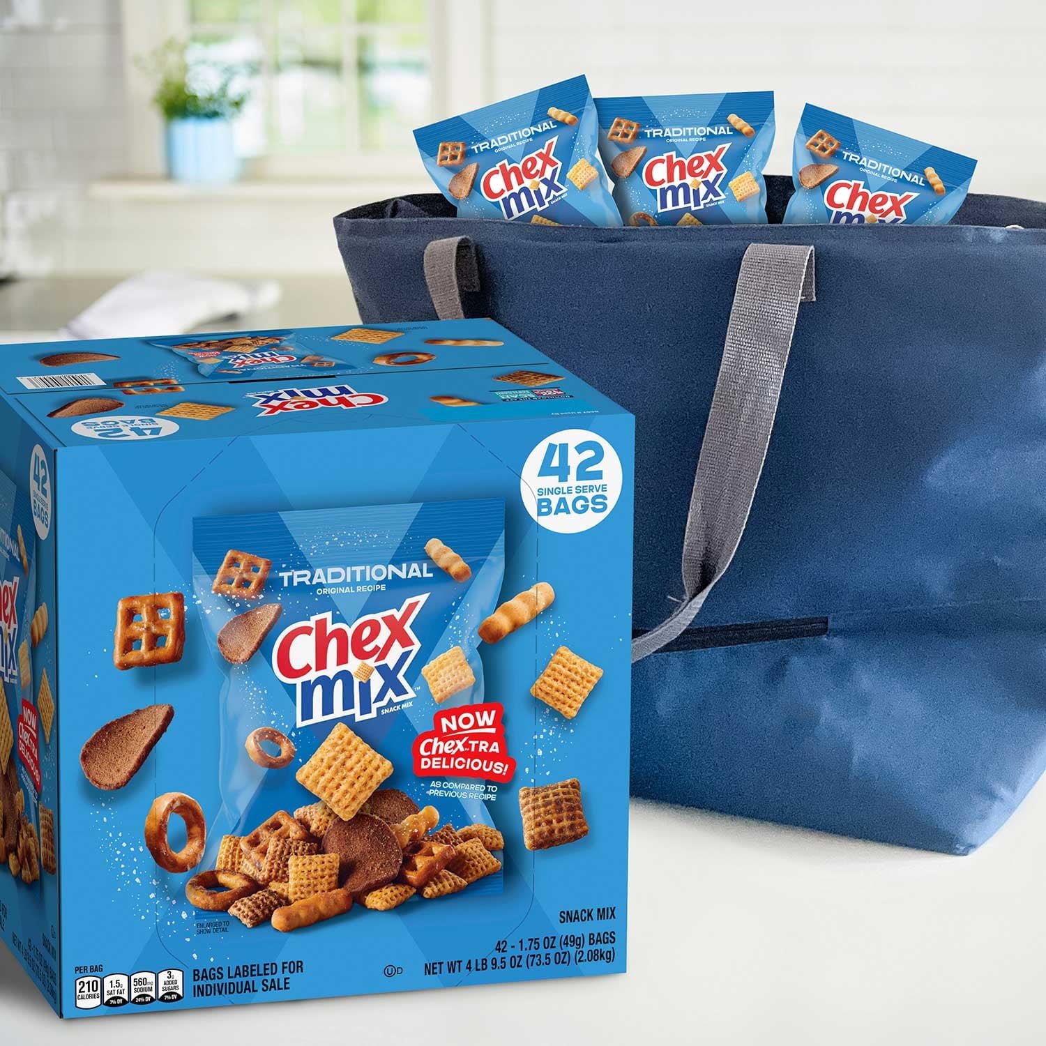 Chex Mix トラディショナル セイボリー スナック ミックス、1.75 オンス、42 個入り。