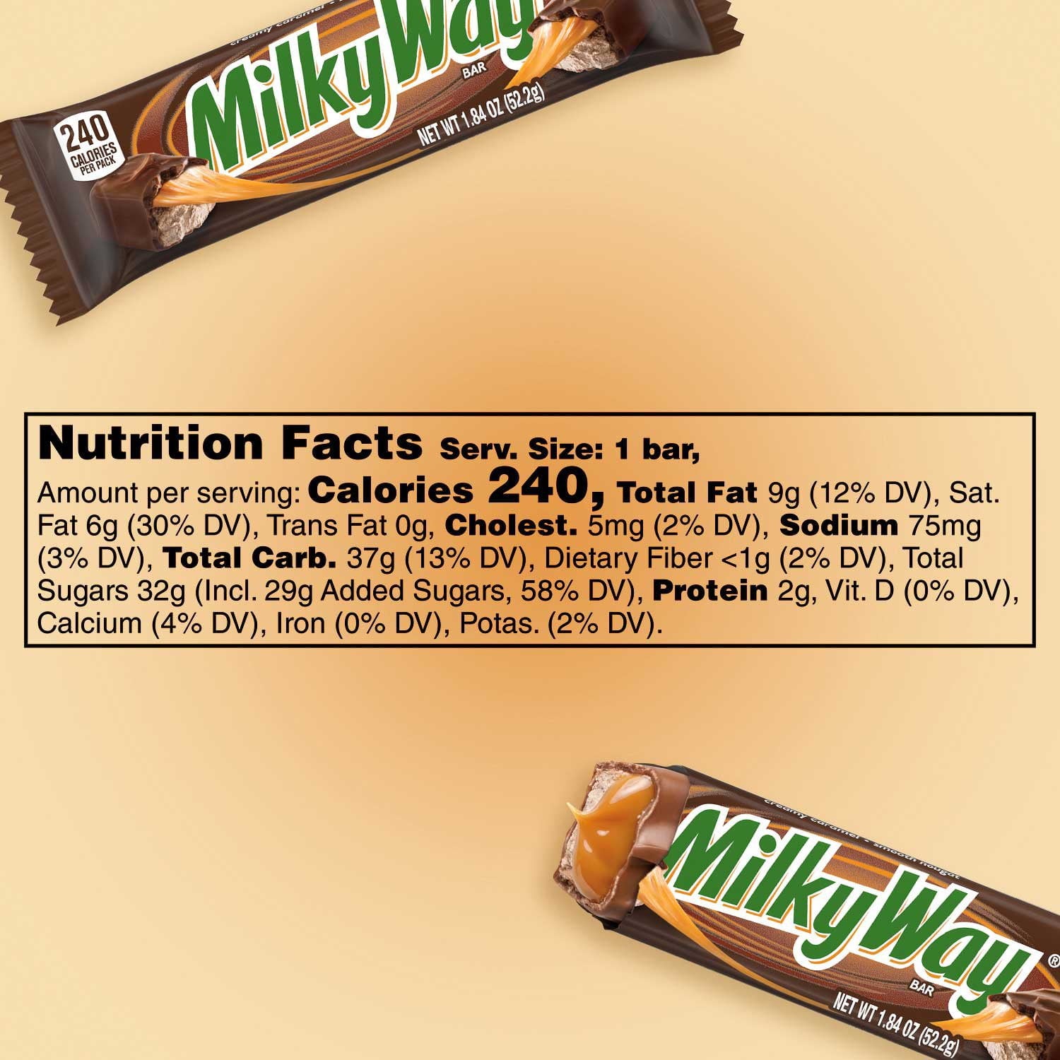 ミルキーウェイ チョコレート キャンディー バー、フルサイズ、1.84 オンス、36 個入り。