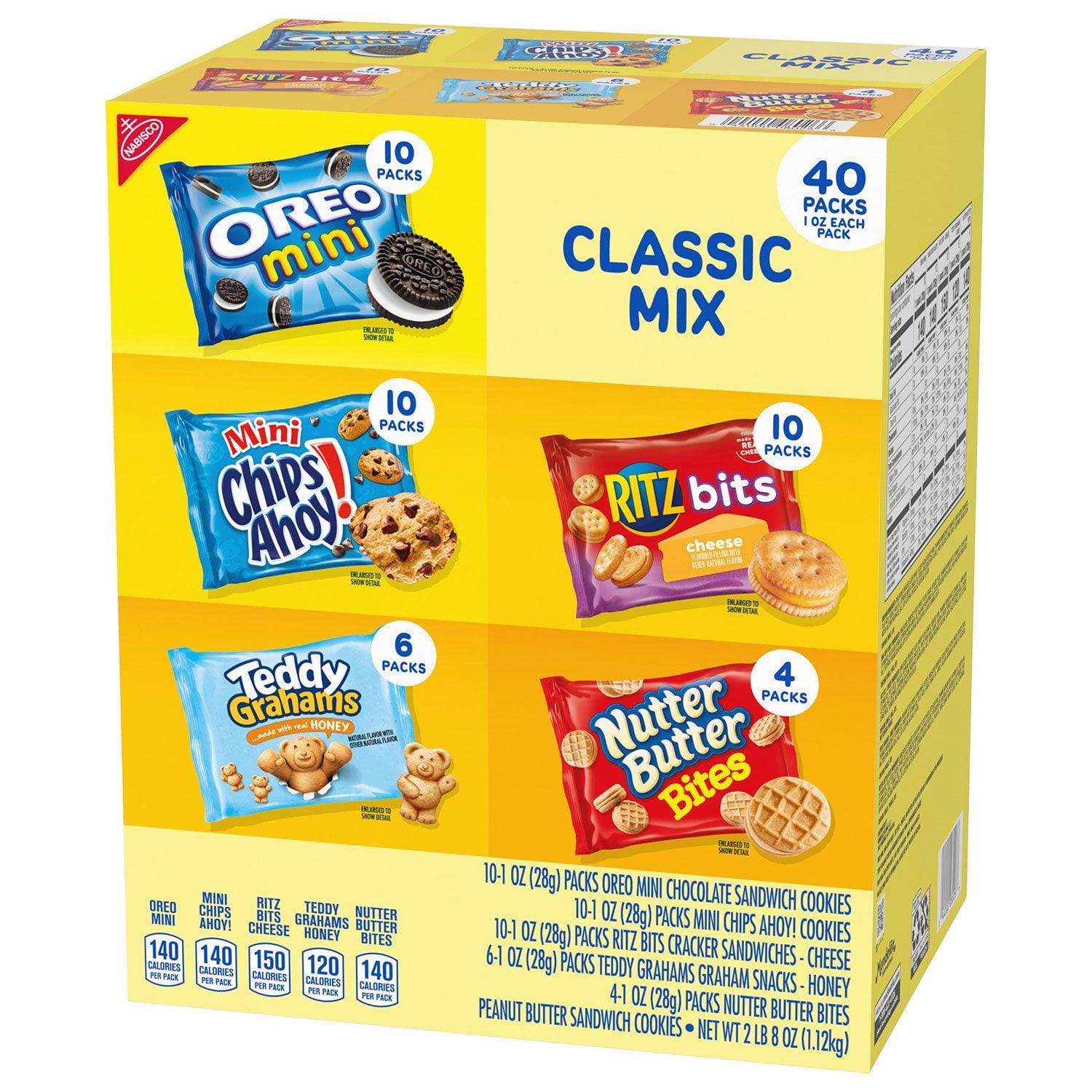 ナビスコ クラシックミックス クッキー＆クラッカー、バラエティパック、40 個入り。