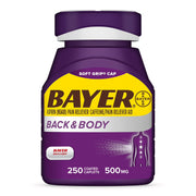 바이엘 백앤바디 엑스트라 스트렝스 250정 아스피린 500mg 카페인 32.5mg 허리통증 근육통 관절통 진통제 제품 이미지