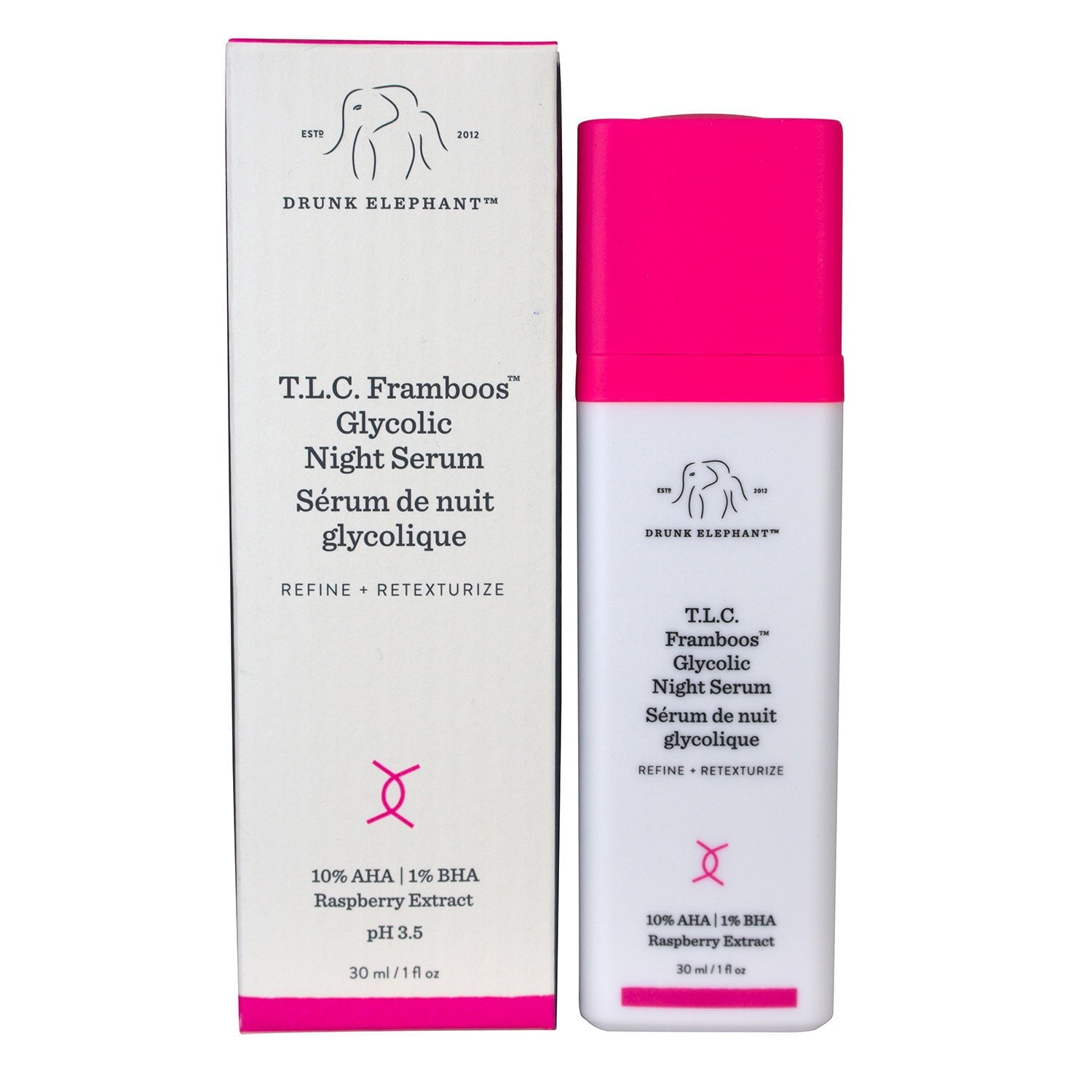 드렁크 엘리펀트 TLC 프람부스 글라이콜릭 나이트 세럼 1 fl. oz – 각질·결 개선