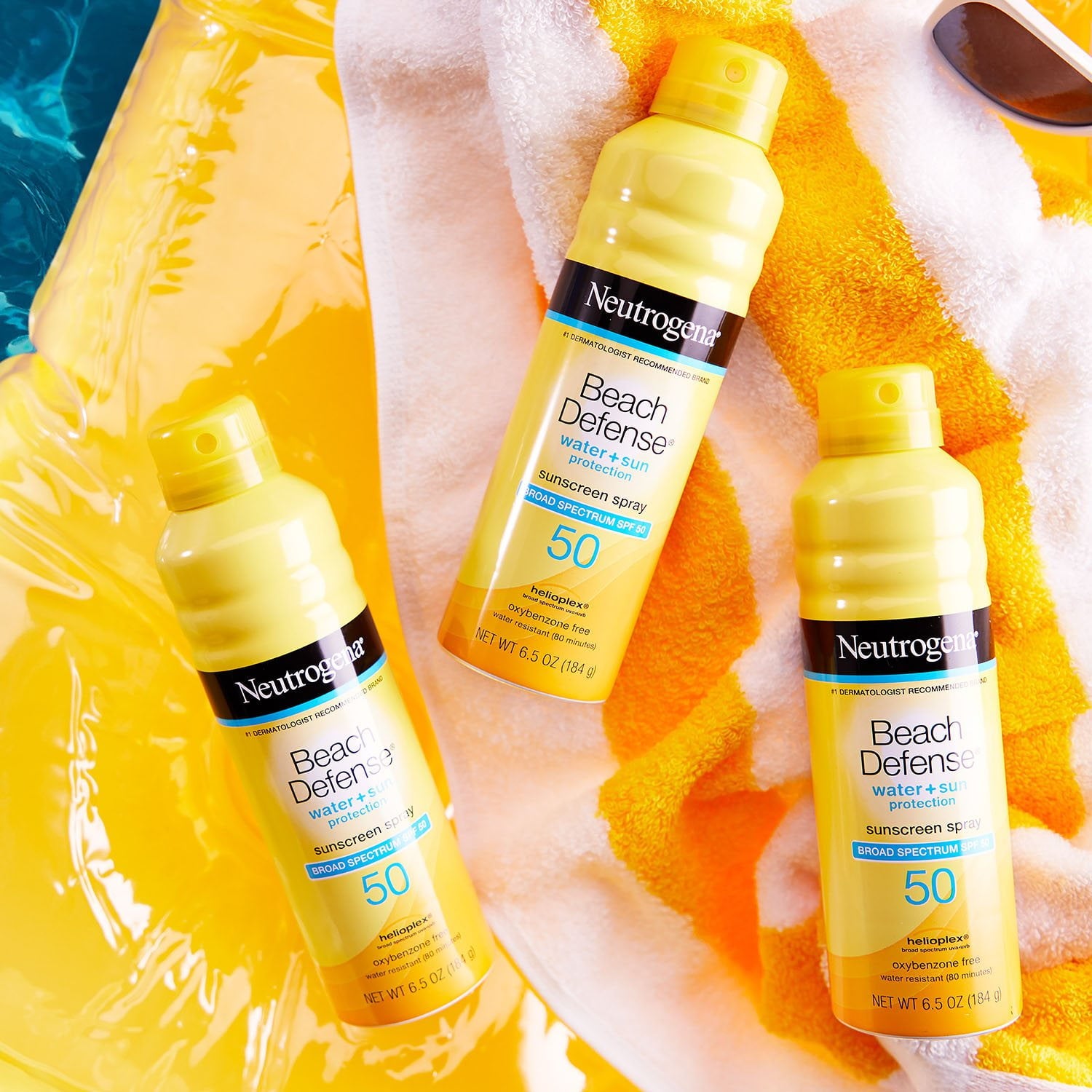 뉴트로지나 비치 디펜스 스프레이 SPF 50 6.5 oz × 3 – 물놀이용 선케어