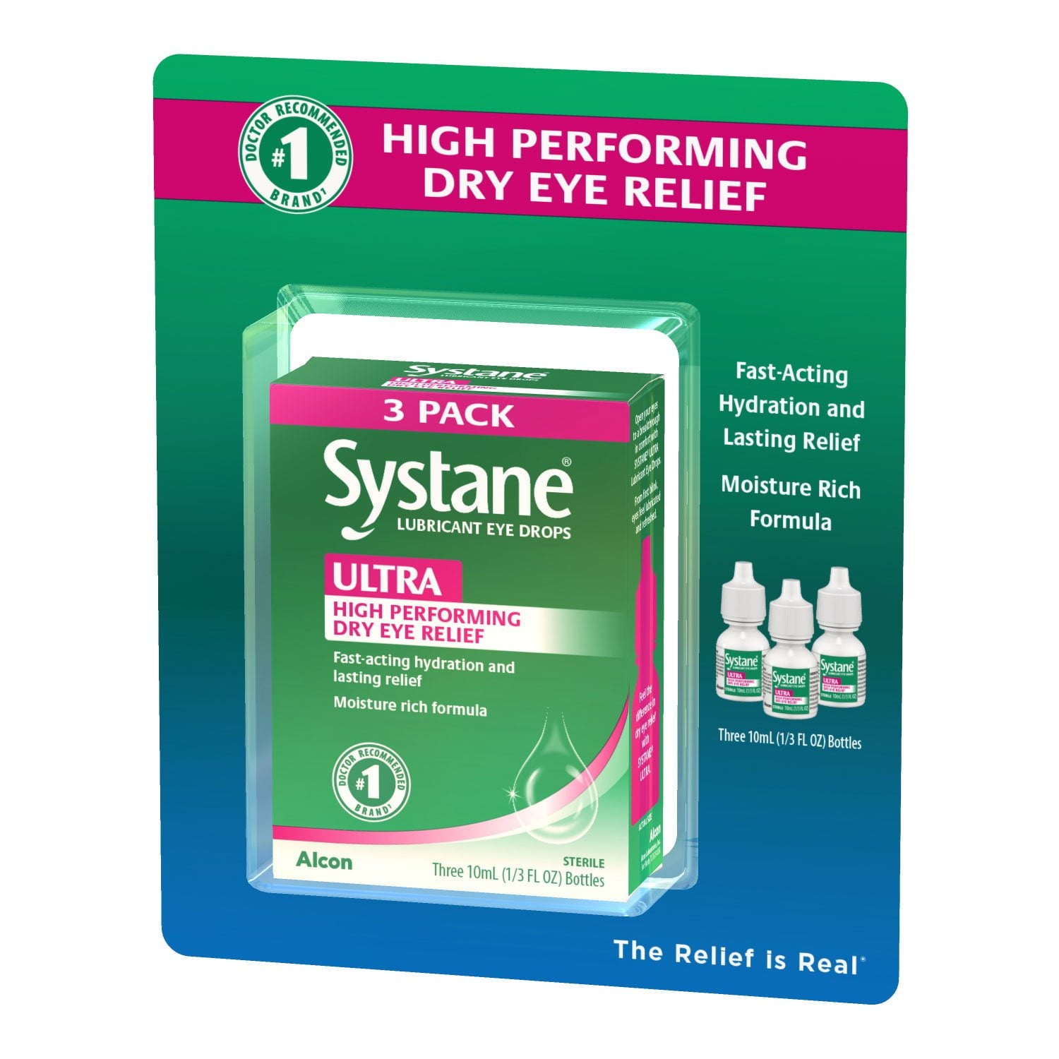 Systane ウルトラ潤滑目薬、1/3 液量オンス、3 個パック。