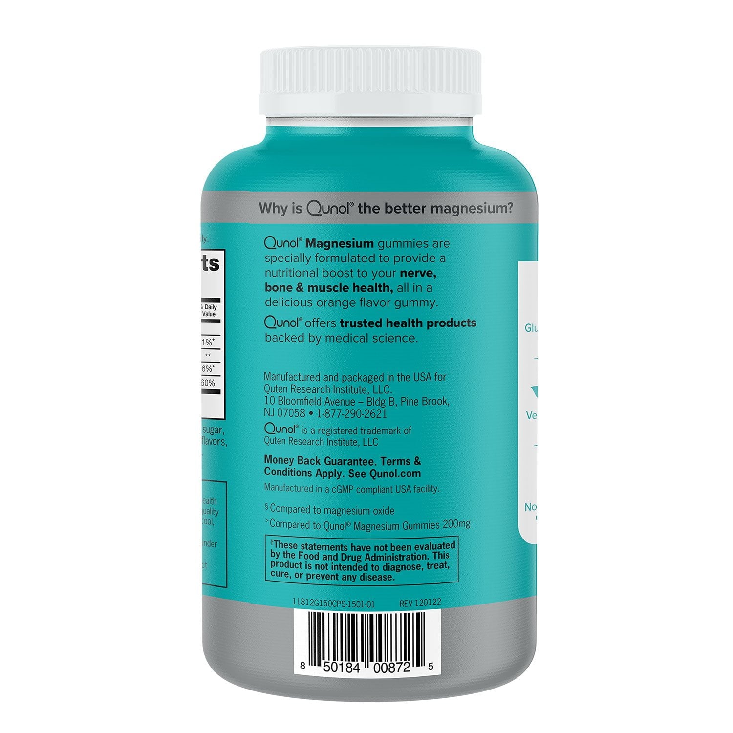Qunol エクストラストレングス クエン酸マグネシウム高吸収グミ、250 mg 150 個入り。