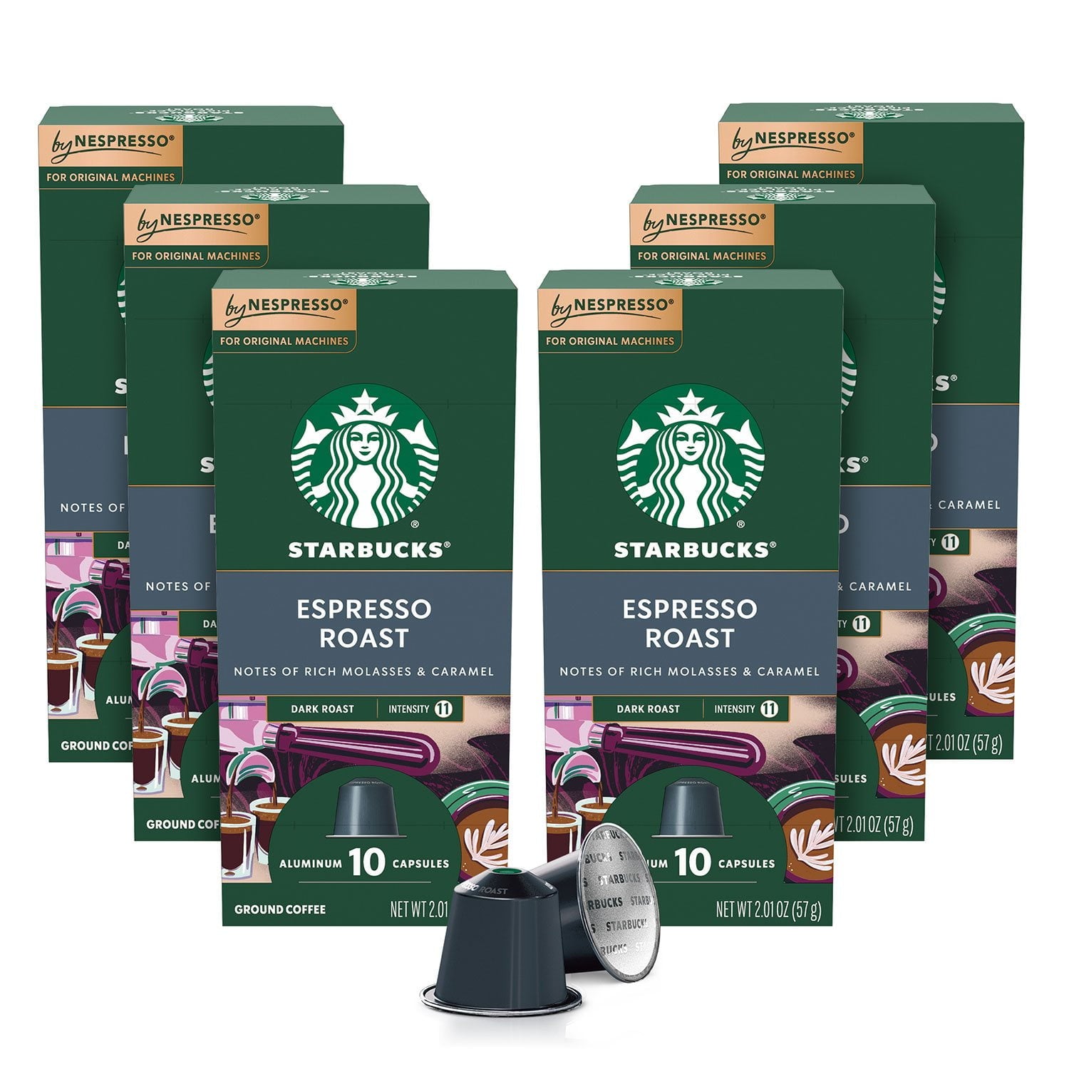 Starbucks by Nespresso エスプレッソ コーヒー ポッド、ダークロースト 60 個入り。