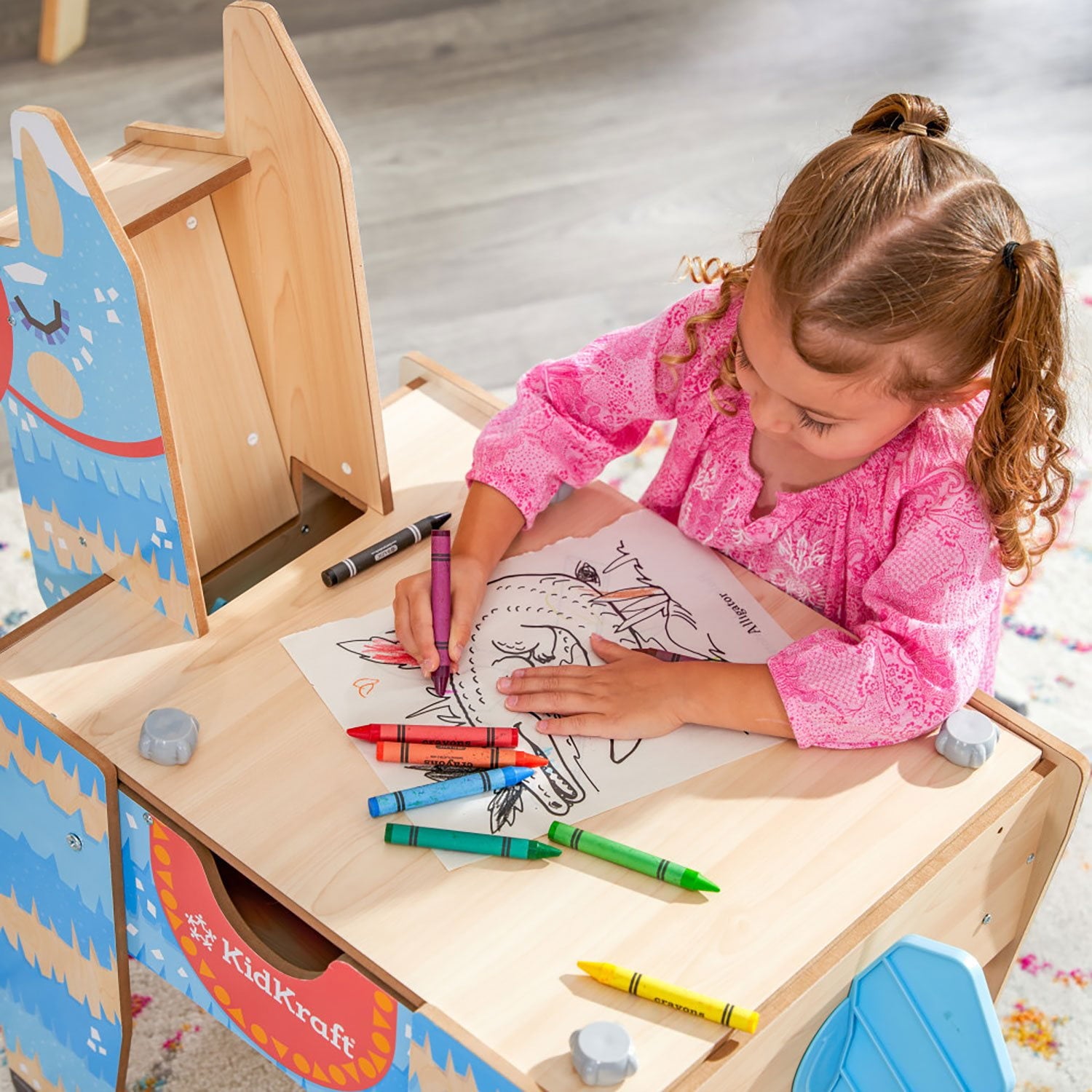KidKraft ラマ ピニャータ ビルディングブロックテーブル 50ブロック付き