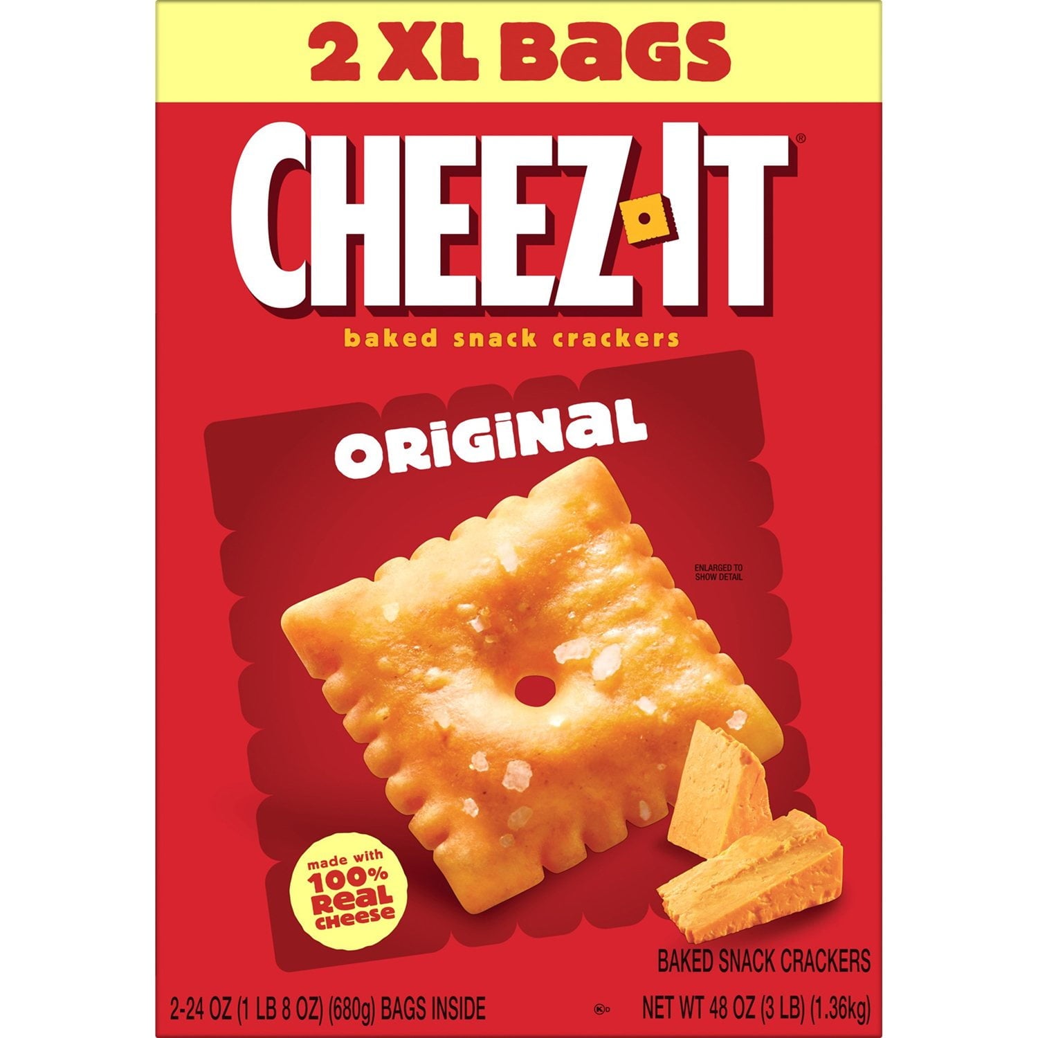Cheez-It オリジナル ベイクド スナック クラッカー、24 オンス、2 個パック。