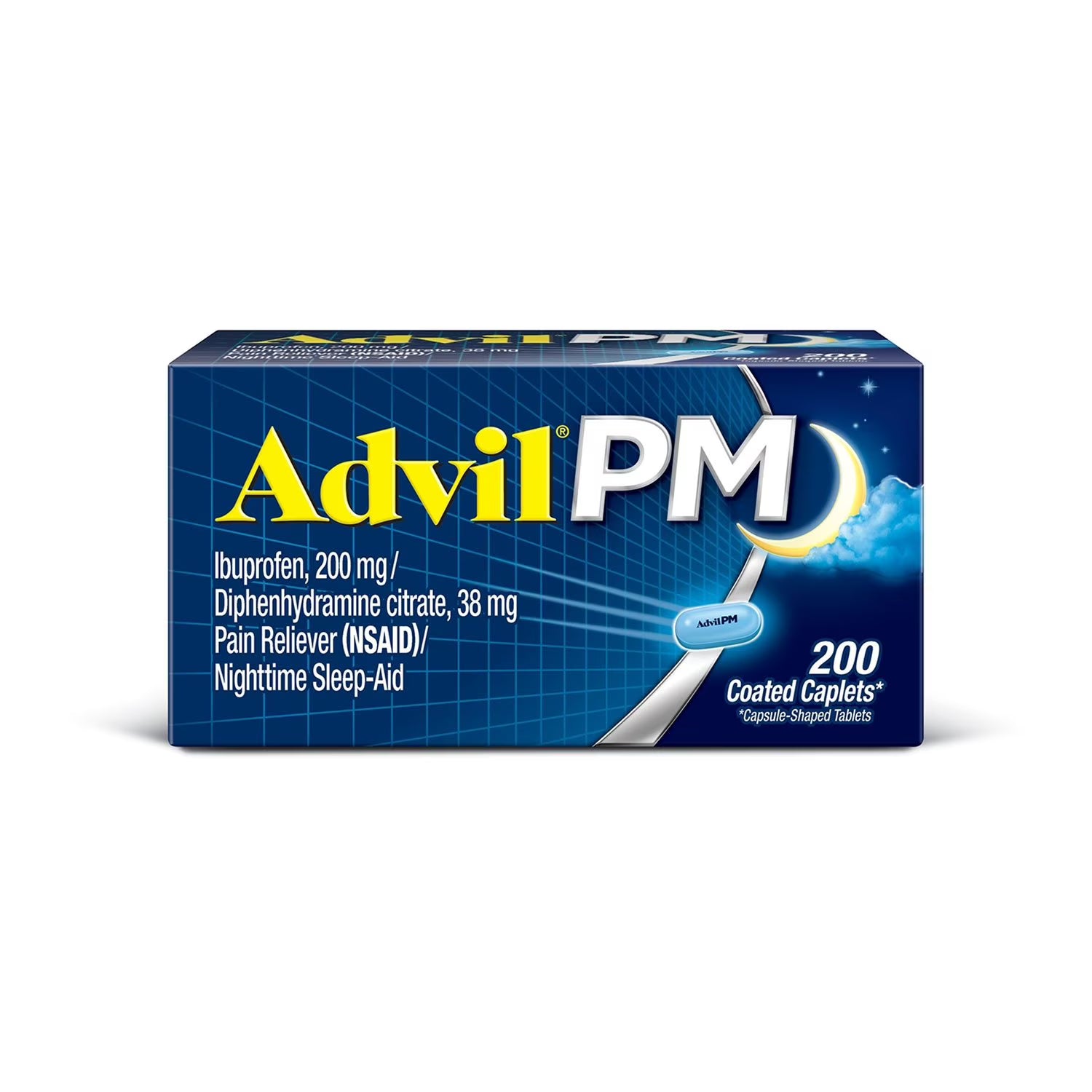애드빌 PM 야간용 진통제 200정 이부프로펜 200mg 디펜히드라민 시트레이트 38mg 통증 완화 수면 보조 제품 이미지