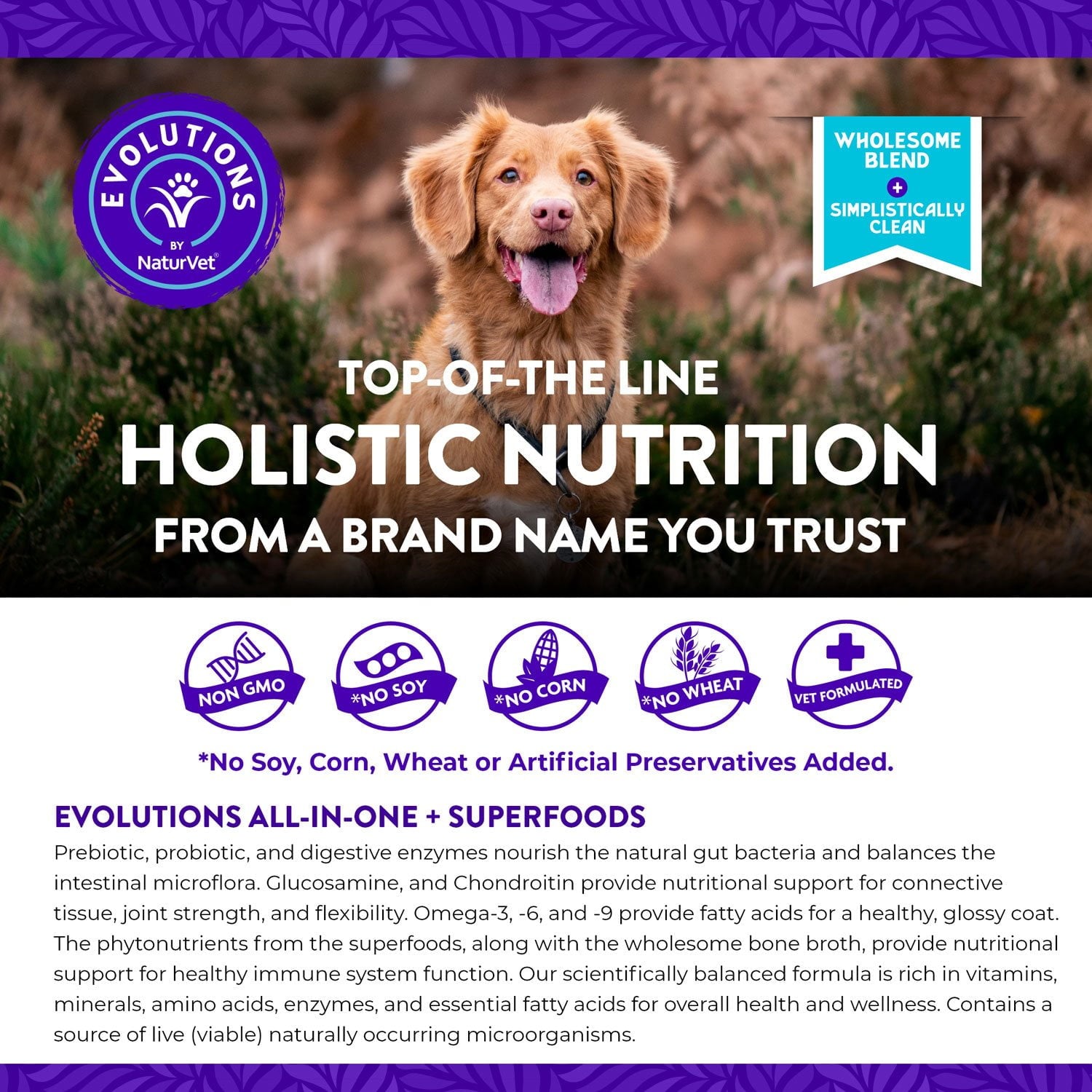 Evolutions by NaturVet、オールインワン プラス スーパーフード、犬用ソフトチュー、180 個。