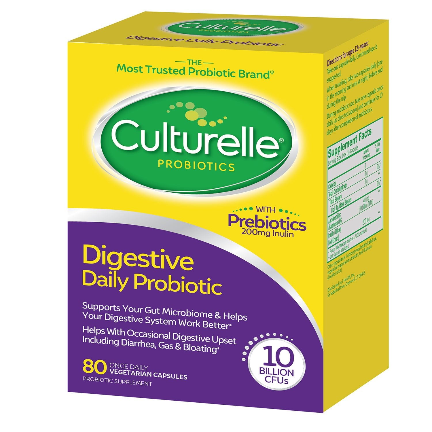 Culturelle 消化促進デイリープロバイオティクスカプセル、80 個入り。
