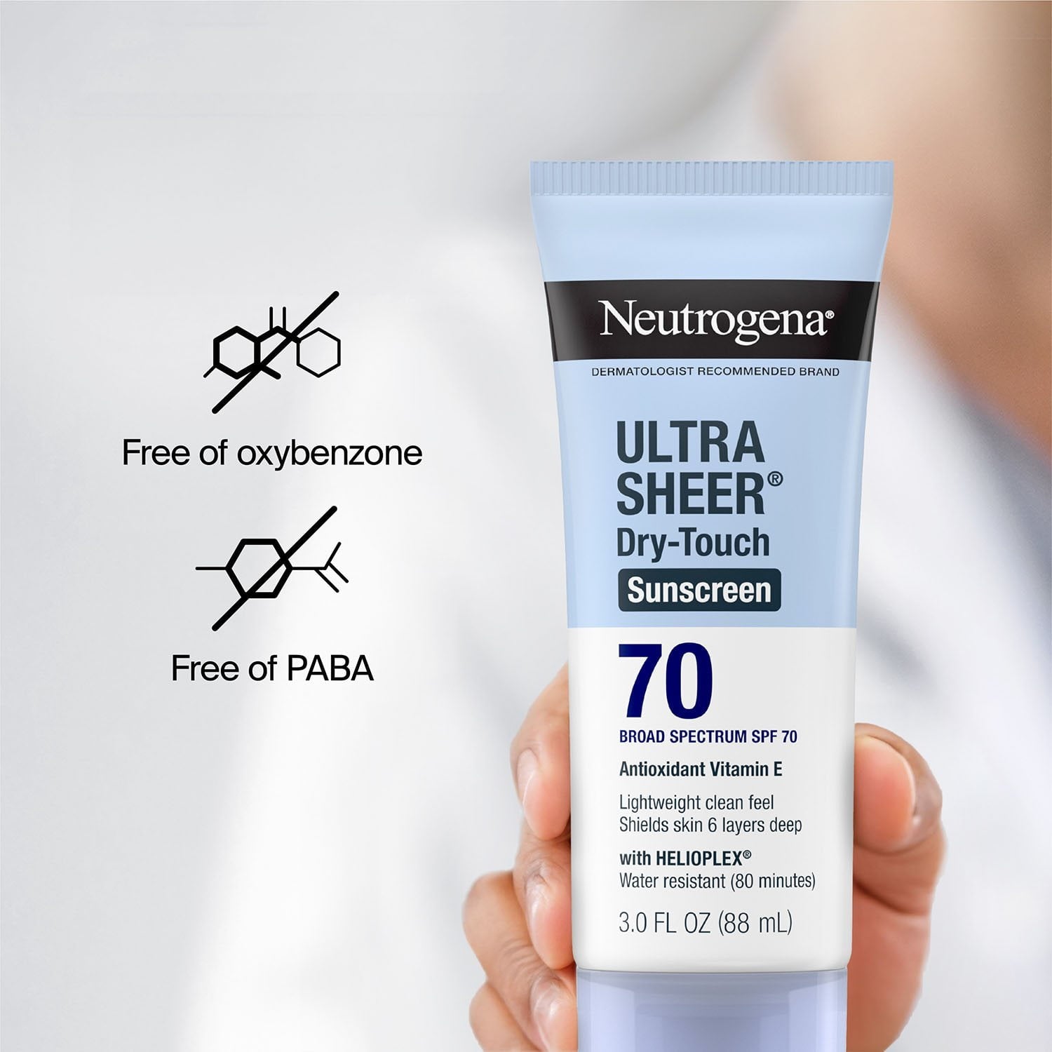 뉴트로지나 울트라 쉬어 드라이터치 선로션 SPF 70 3 oz × 3 – 산뜻한 사용감
