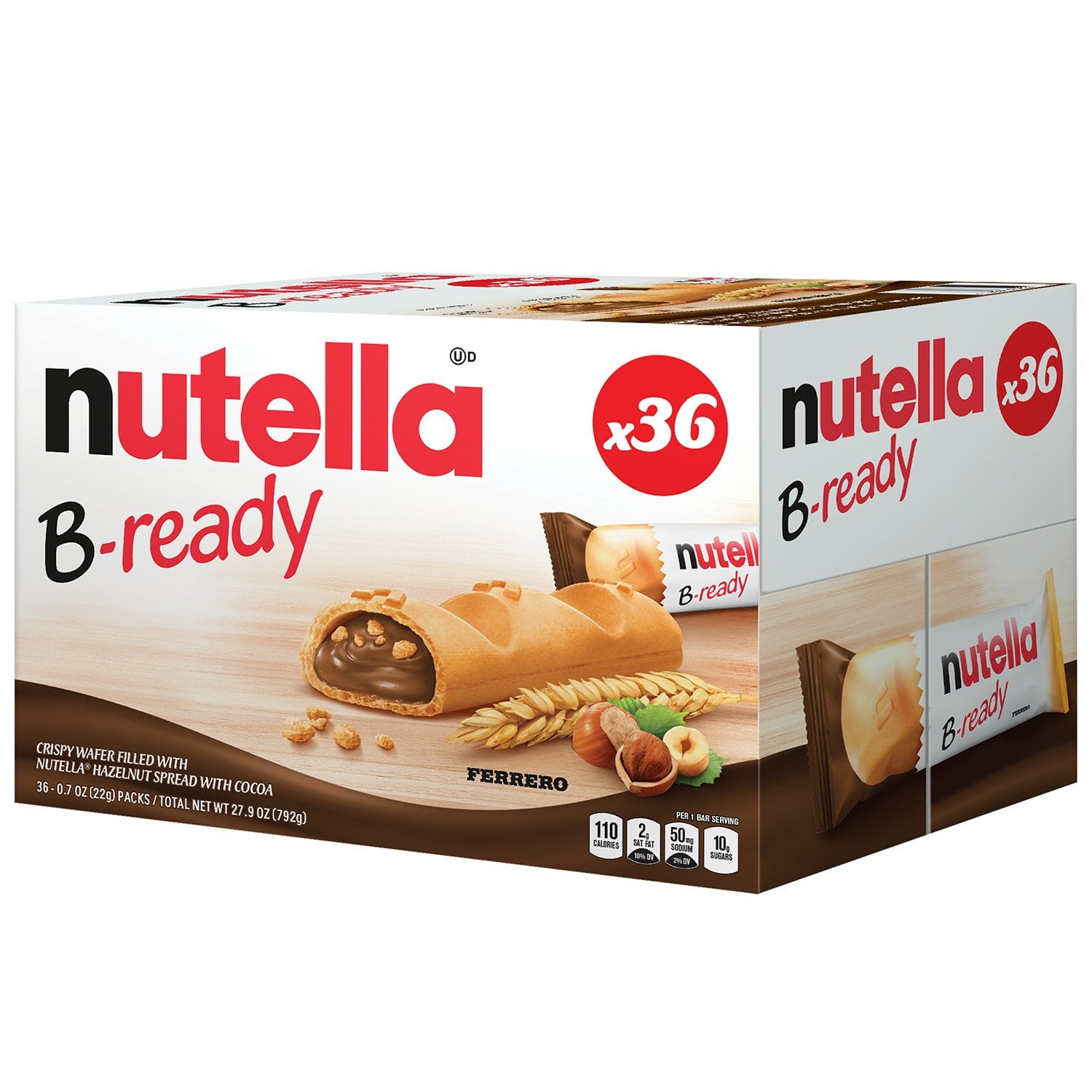 ヌテラ B-Ready クリスピーウエハース、0.7オンス、36枚入り