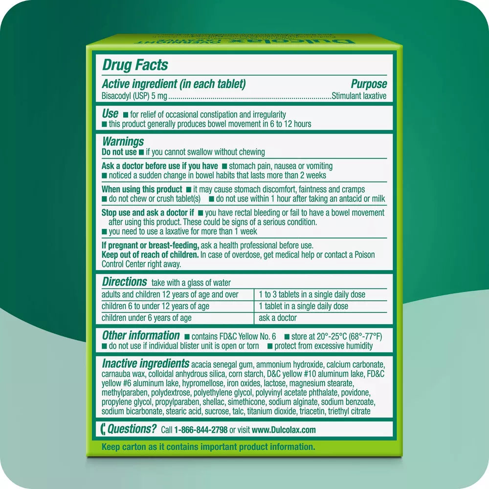 둘코락스 비스코딜 5mg 장용정 25정 비스코딜 5mg 성분·복용법·주의사항 Drug Facts