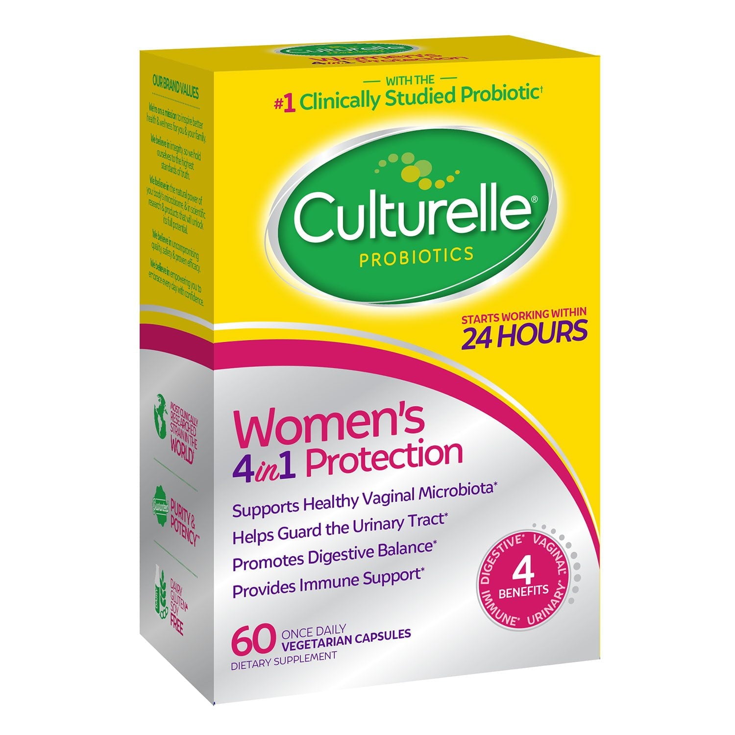 Culturelle 女性用 4-in-1 プロテクション カプセル、60 個入り。