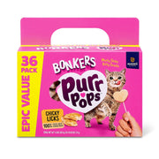 BONKERS Purrpops、フリーズドライチキン風味ロリポップキャットトリーツ、36 個入り。