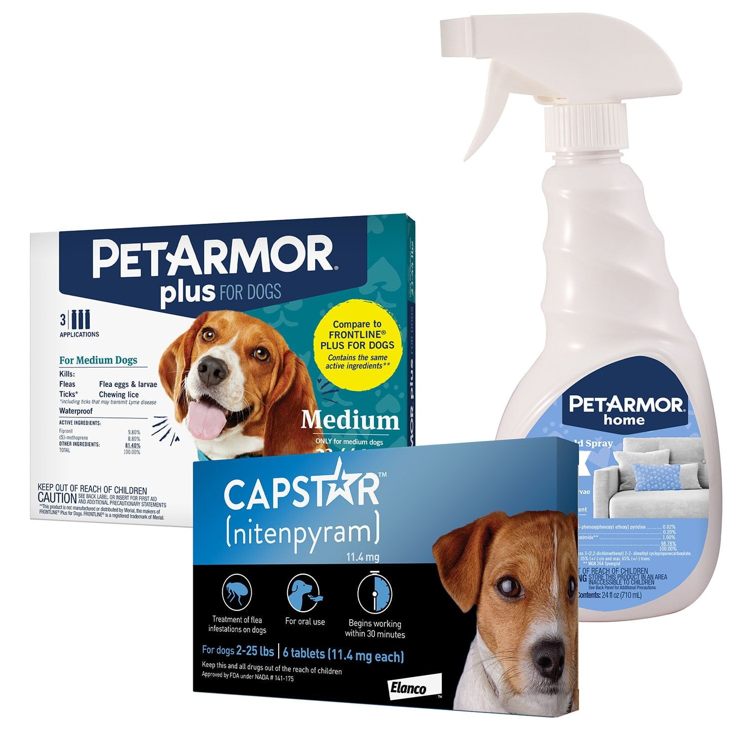 PetArmor Plus Capstar ノミ・ダニ駆除剤 バンドル (中型犬用、3 か月分、23 ～ 44 ポンド)