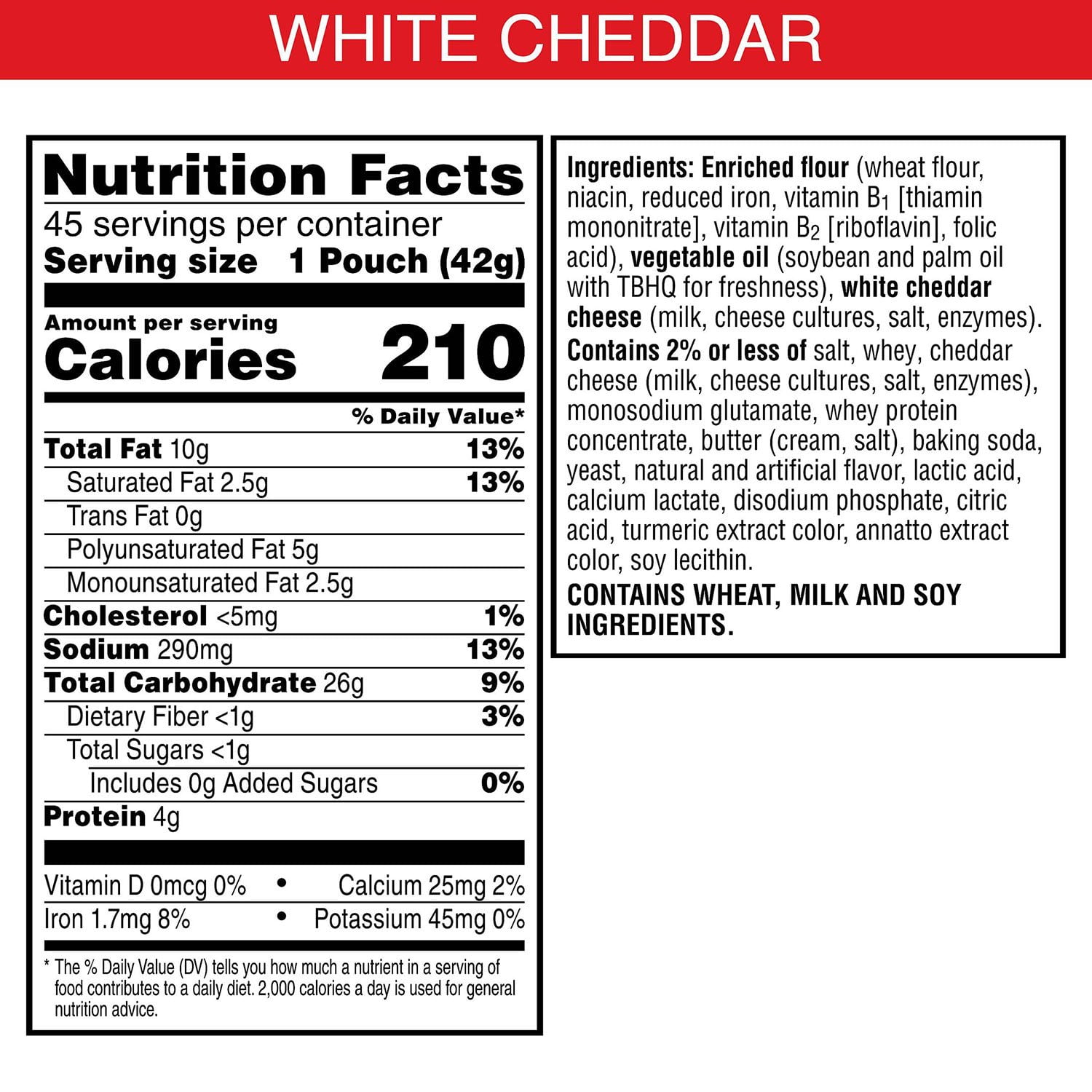 Cheez-It ホワイトチェダー スナックパック、1.5 オンス、45 個入り。