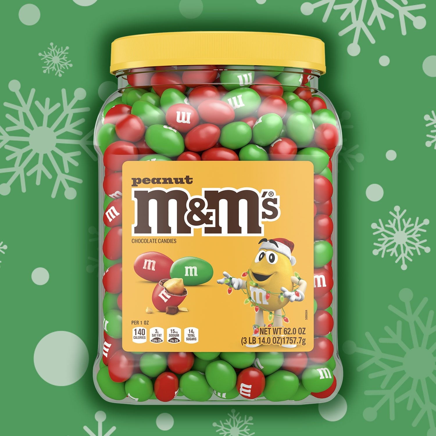 M&amp;M'S クリスマス ピーナッツ ミルク チョコレート キャンディ、62 オンス。