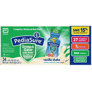 PediaSure Grow and Gain 子供用繊維入り栄養シェイク、バニラ、8 液量オンス、24 パック。