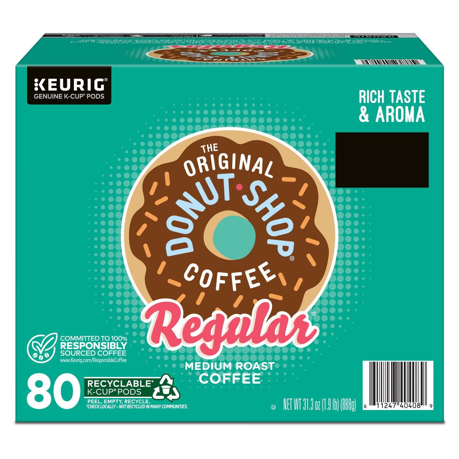 オリジナルドーナツショップ ミディアムロースト K-Cup ポッド、レギュラー、80 個入り。