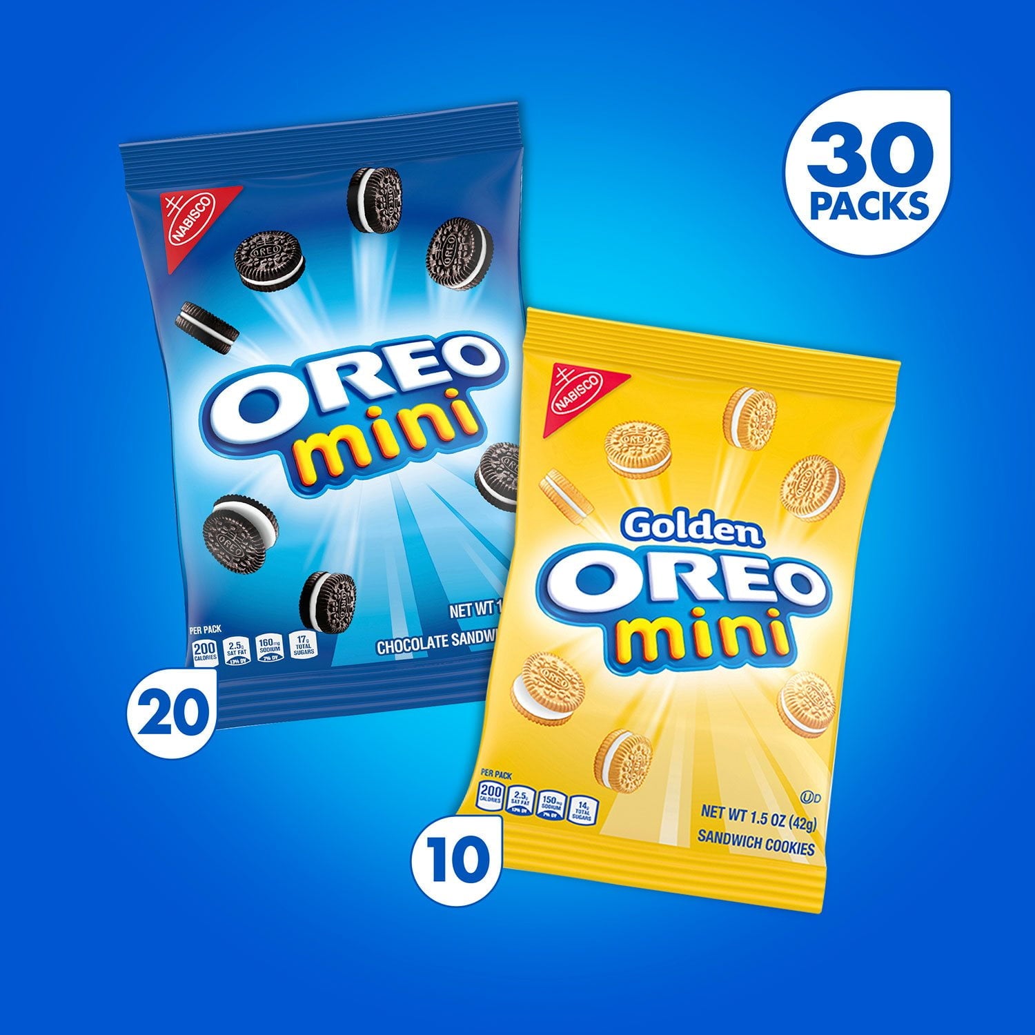 オレオ ミニミックス バラエティパック サンドイッチ クッキー、1.5 オンス、30 個入り。