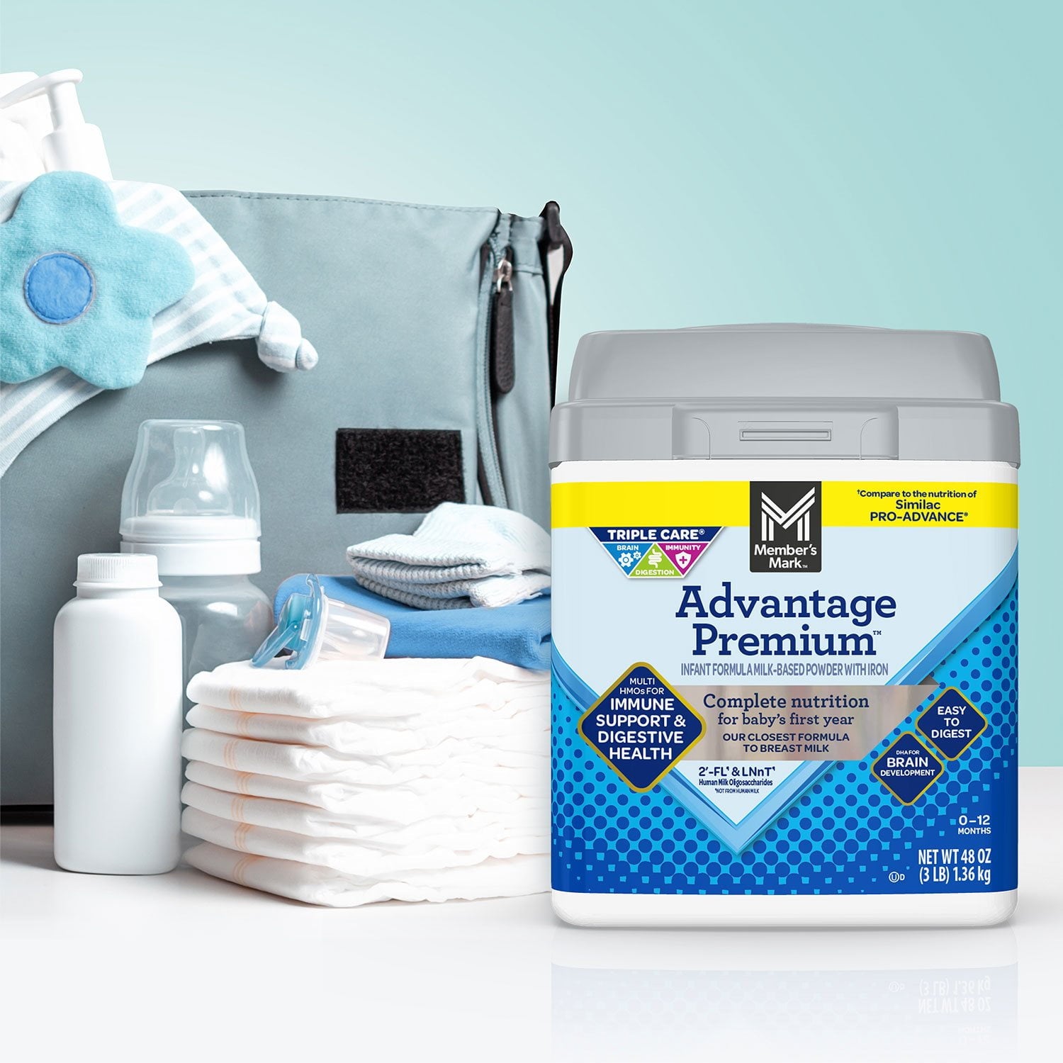 멤버스마크 어드밴티지 프리미엄 분유 48oz — 두뇌·시력 발달 지원 포뮬라