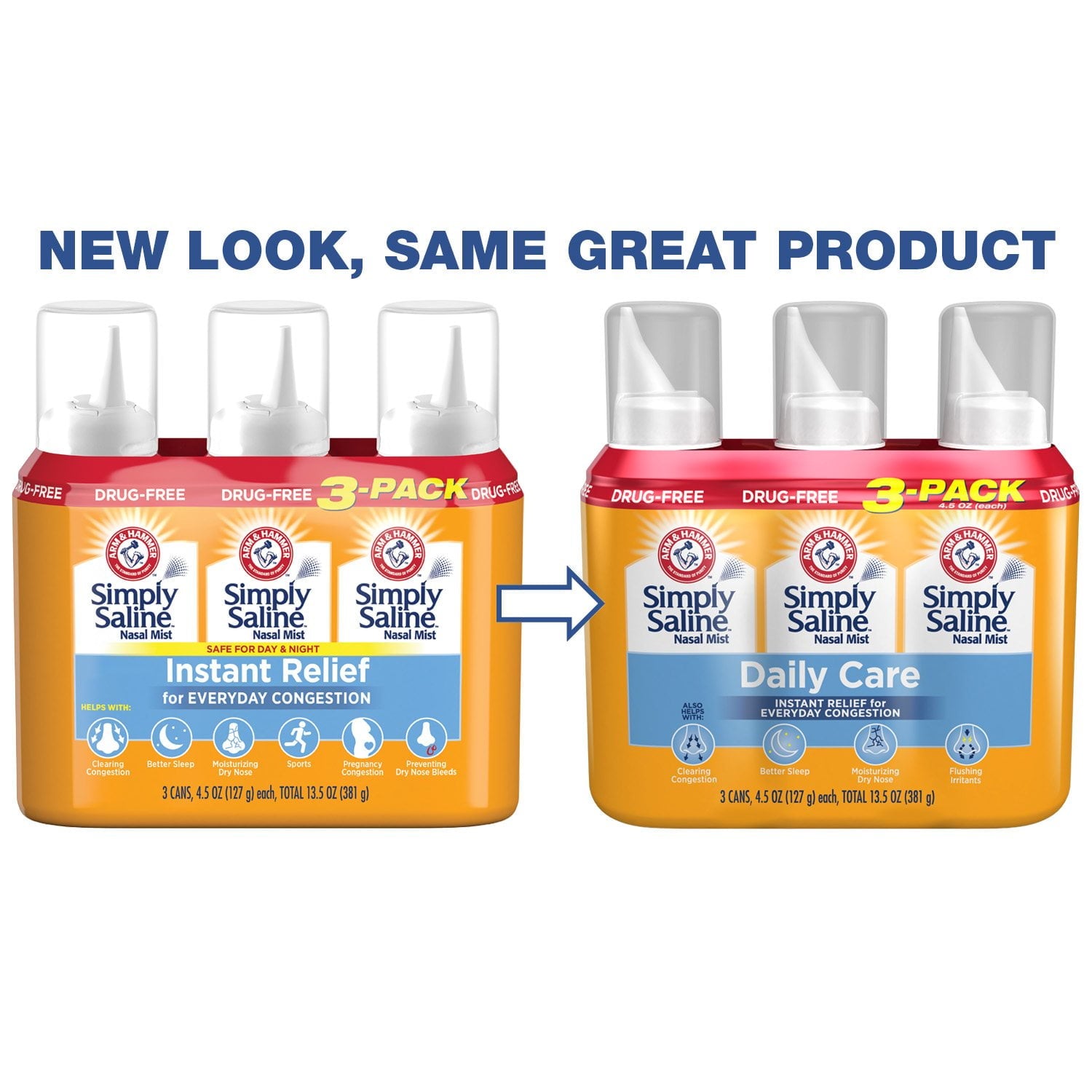 Arm &amp; Hammer Simply Saline Nasal Relief、4.5 オンス、3 パック
