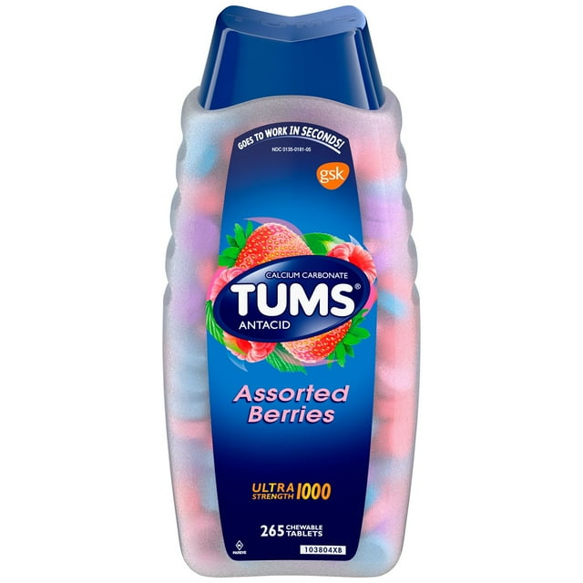 TUMS ウルトラストレングスチュアブル制酸錠、アソートベリー、265 錠。