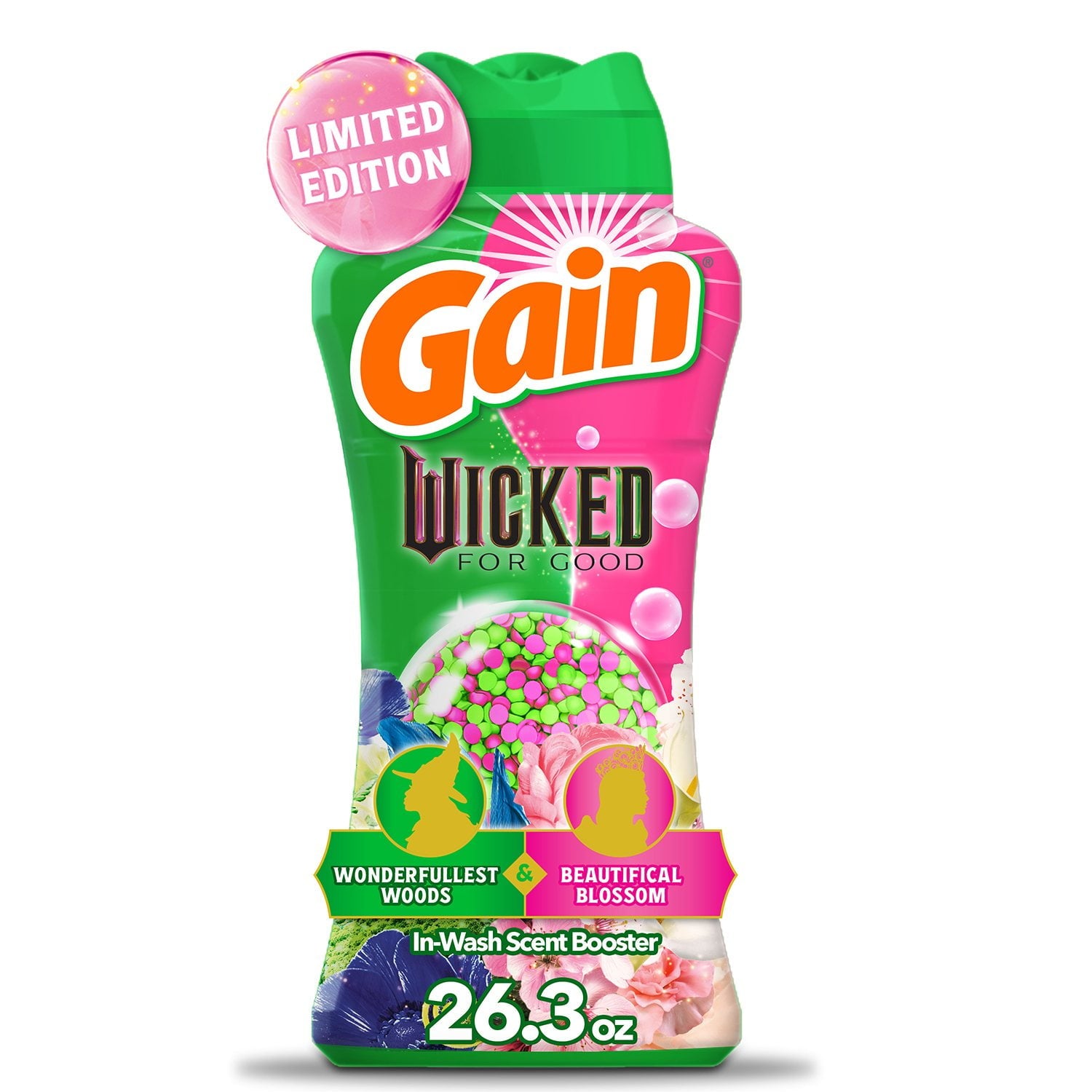 「Wicked: For Good」限定版、洗濯時用香りブースタービーズ、ワンダフルレスト・ウッズ＆ビューティフィカル・ブロッサム、26.3 オンス。