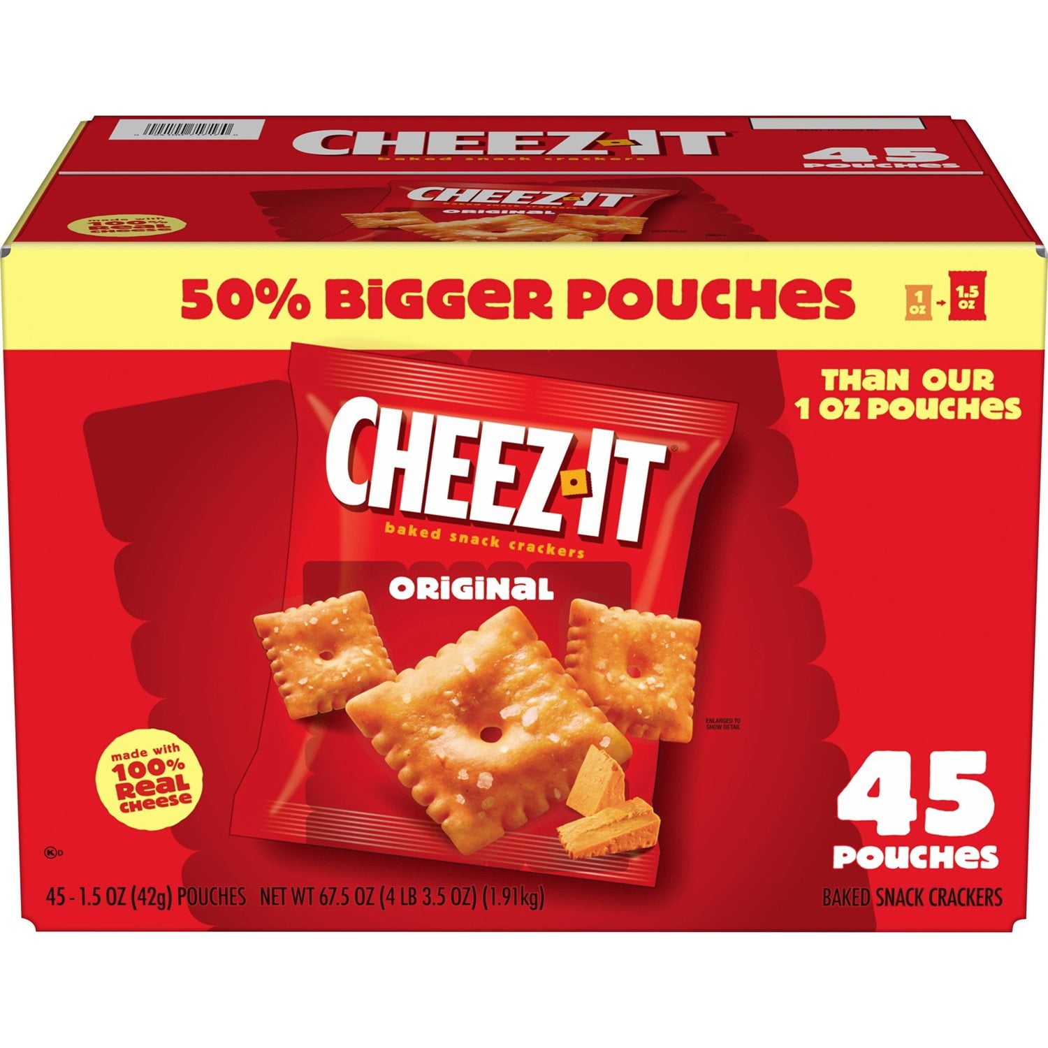 Cheez-It オリジナル ベイクド スナック クラッカー 1.5 オンス、45 個入り