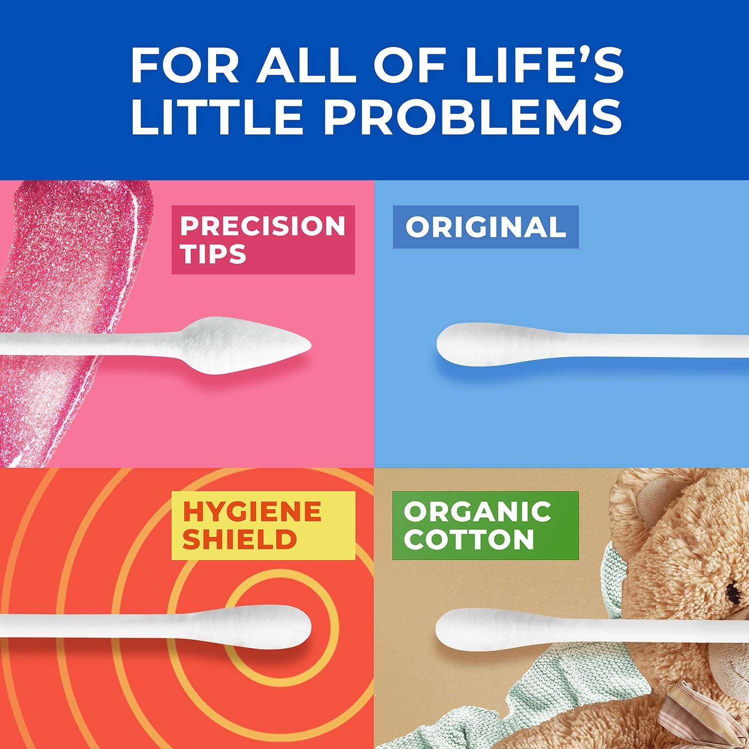 Q-tips 綿棒、1750 本、3 個パック。