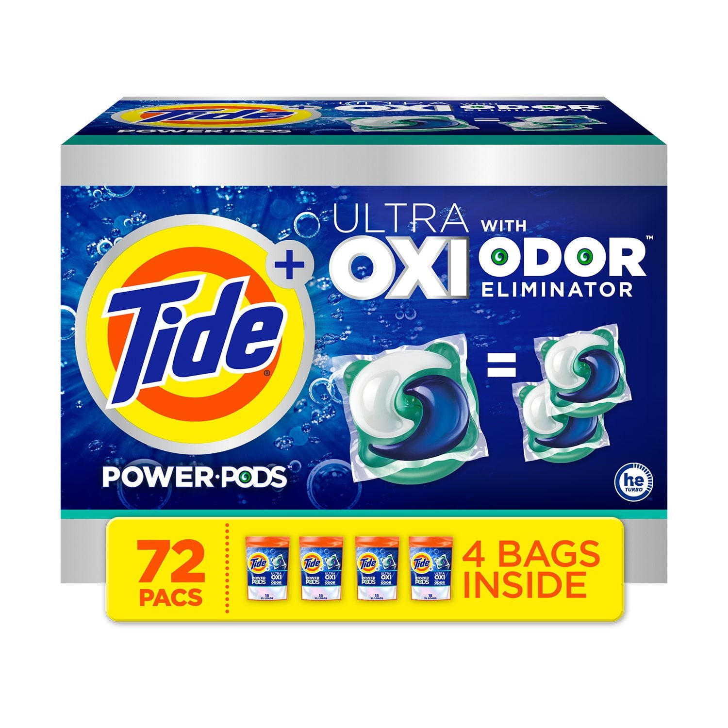 Tide Power PODS + Ultra OXI 洗濯洗剤パック、72 個入り。 