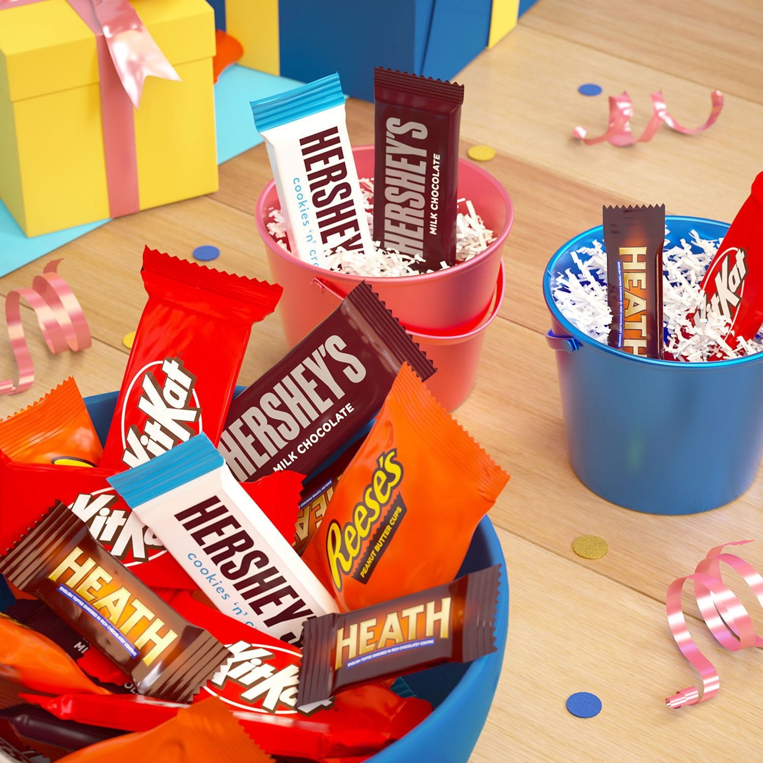 HERSHEY'S アソート チョコレート ファクトリー フェイバリット スナック サイズ キャンディ、155 個。