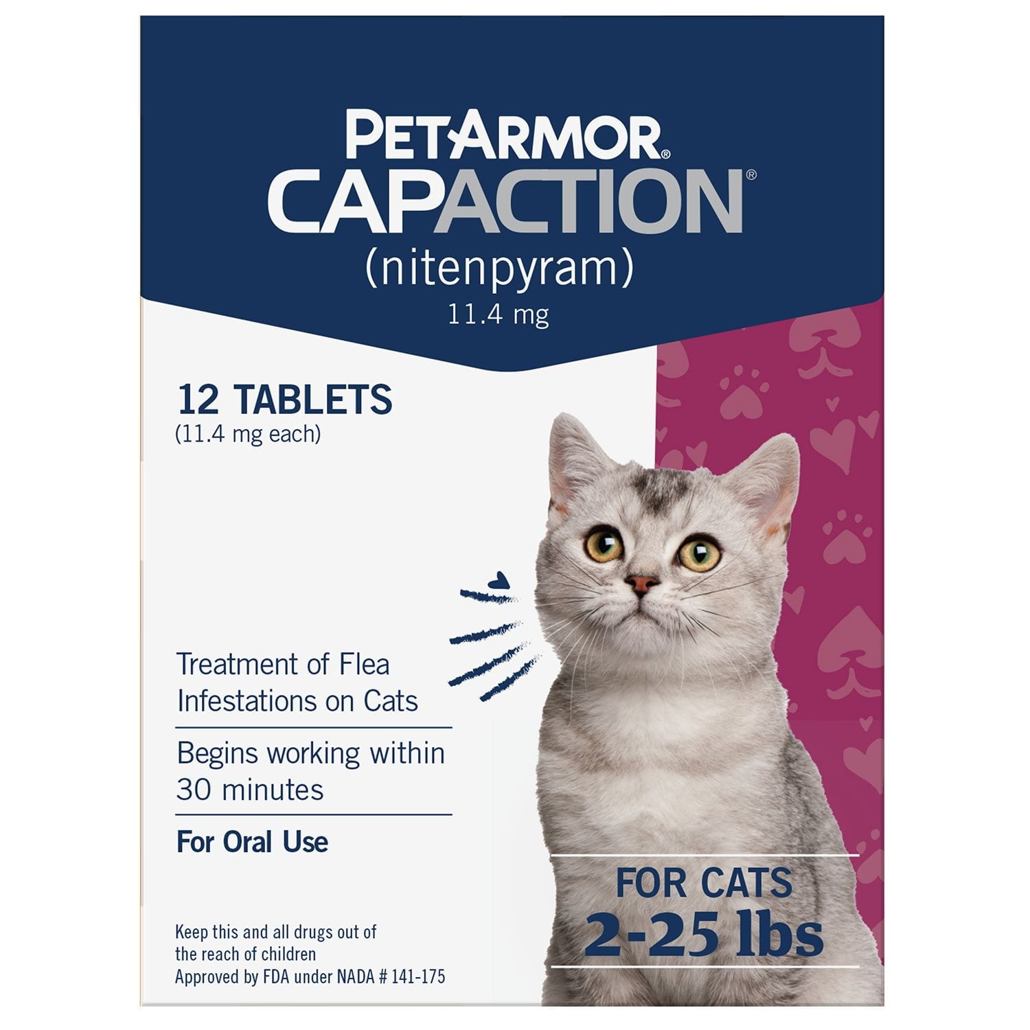 ペットアーマー キャップアクション 猫用経口ノミ駆除剤、2～25ポンド、12錠
