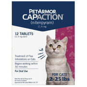 펫아머 캡액션 고양이 구충제 2–25 lbs, 12 tabs – 빠른 벼룩 제거 약