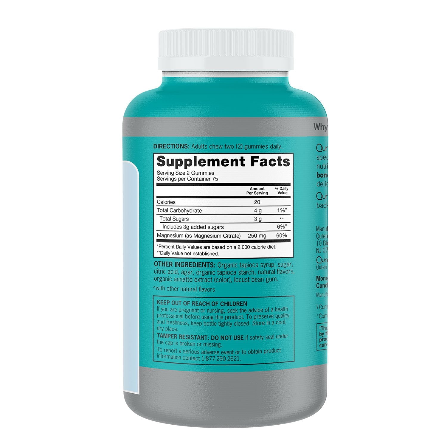 Qunol エクストラストレングス クエン酸マグネシウム高吸収グミ、250 mg 150 個入り。