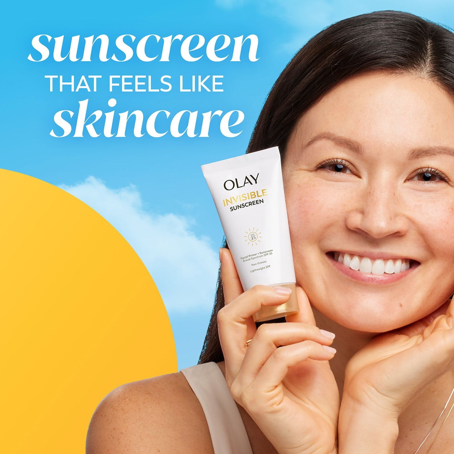올레이 인비저블 선스크린 SPF 35 + 프라이머 1.7 fl. oz × 2 – 메이크업 겸용 선케어