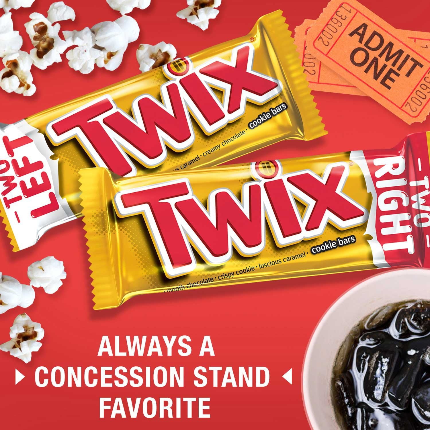 Twix キャラメル クッキー チョコレート キャンディ バー、フルサイズ、1.79 オンス、36 個入り。