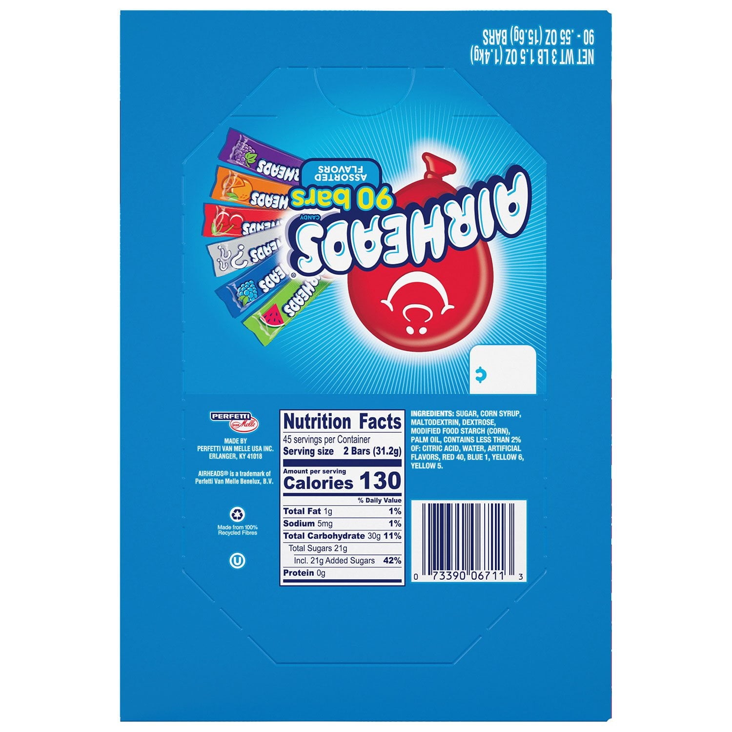 AirHeads バラエティパック、0.55 オンス、90 個入り。